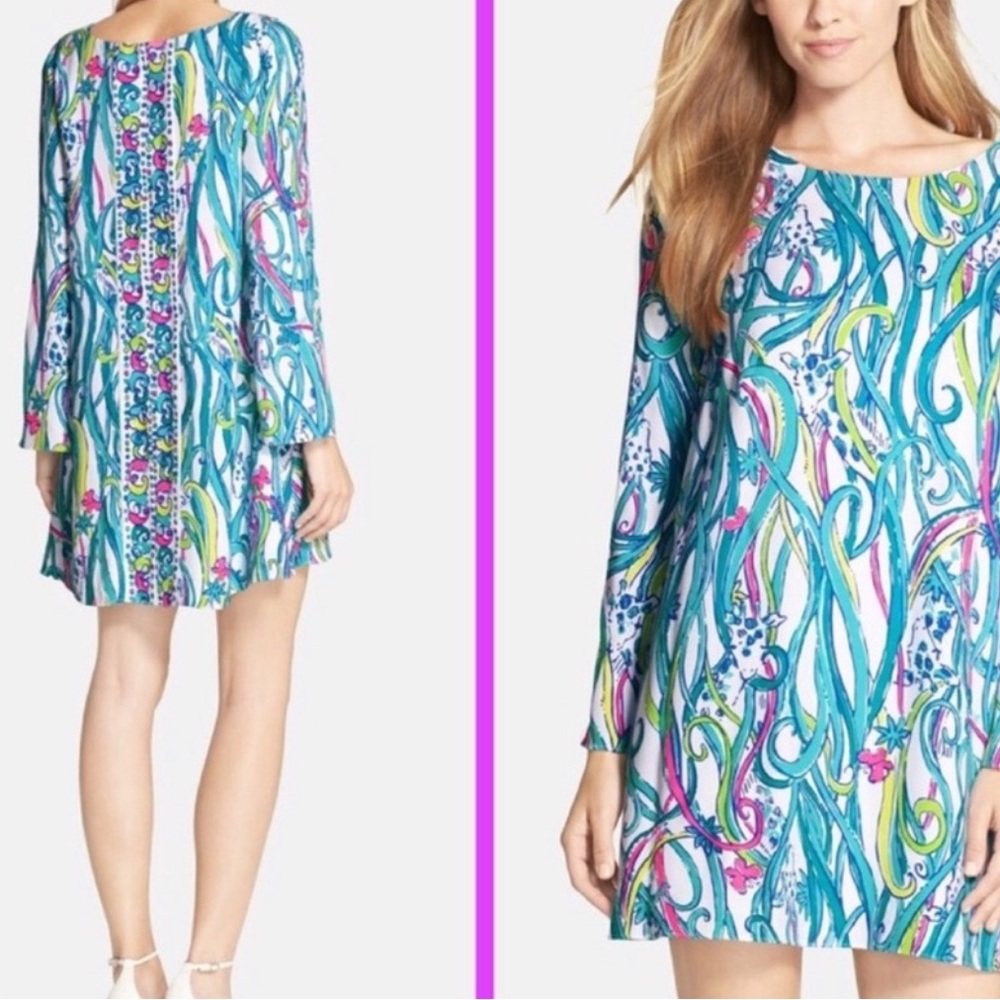 LILLY PULITZER COLETTE RESORT TUNIC DRESS Size Small Long Sleeve Short Length